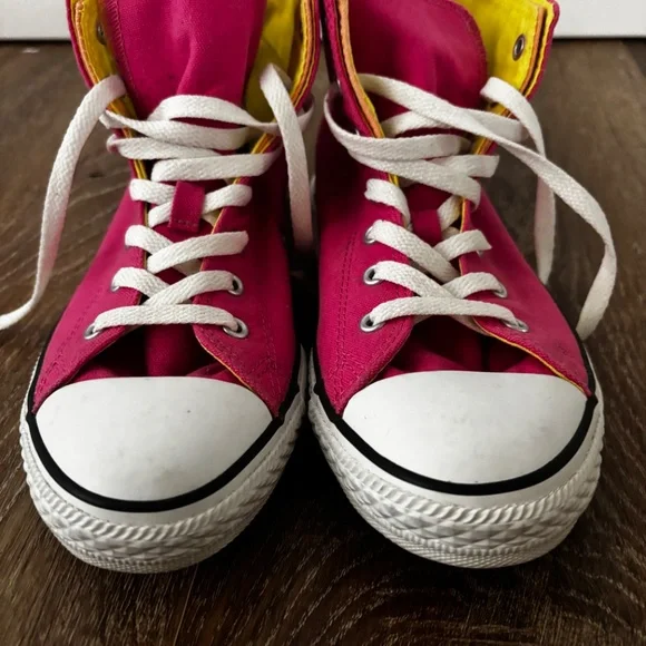 Converse High-tops (Pink, Yellow & Orange) - Picture 5 of 9